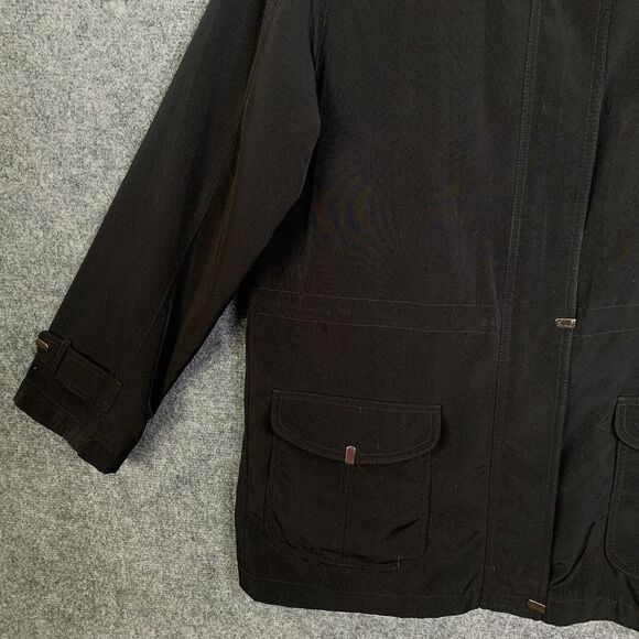 St John’s Bay Black Medium Weight Car Coat Women Petite Medium Zip Front Pockets - Picture 4 of 16